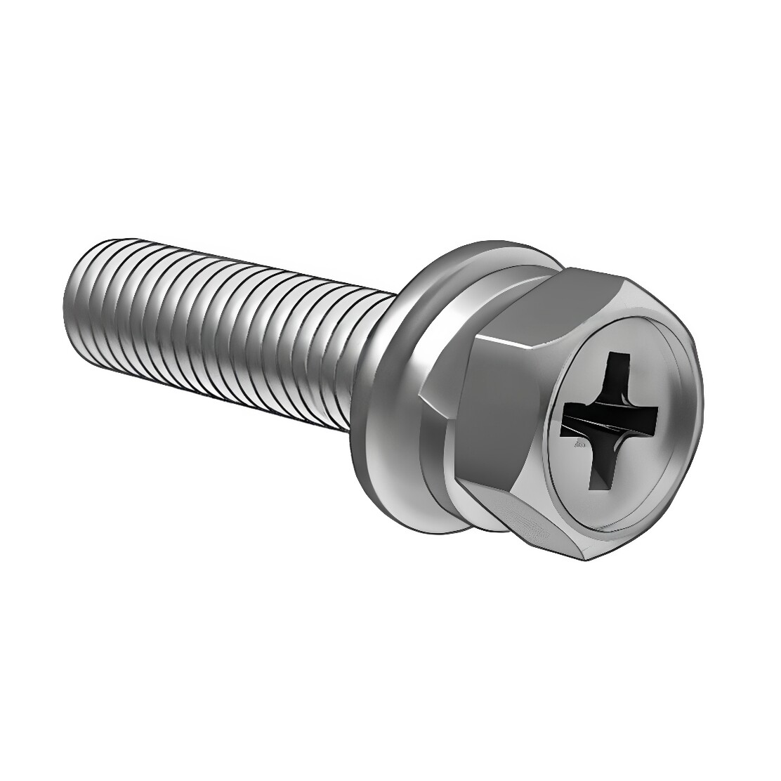 Cross shaped hexagonal socket machine screw flat spring pad combination